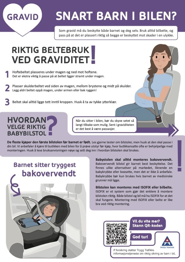 Faktaark om sikring av gravid og spedbarn i bil
